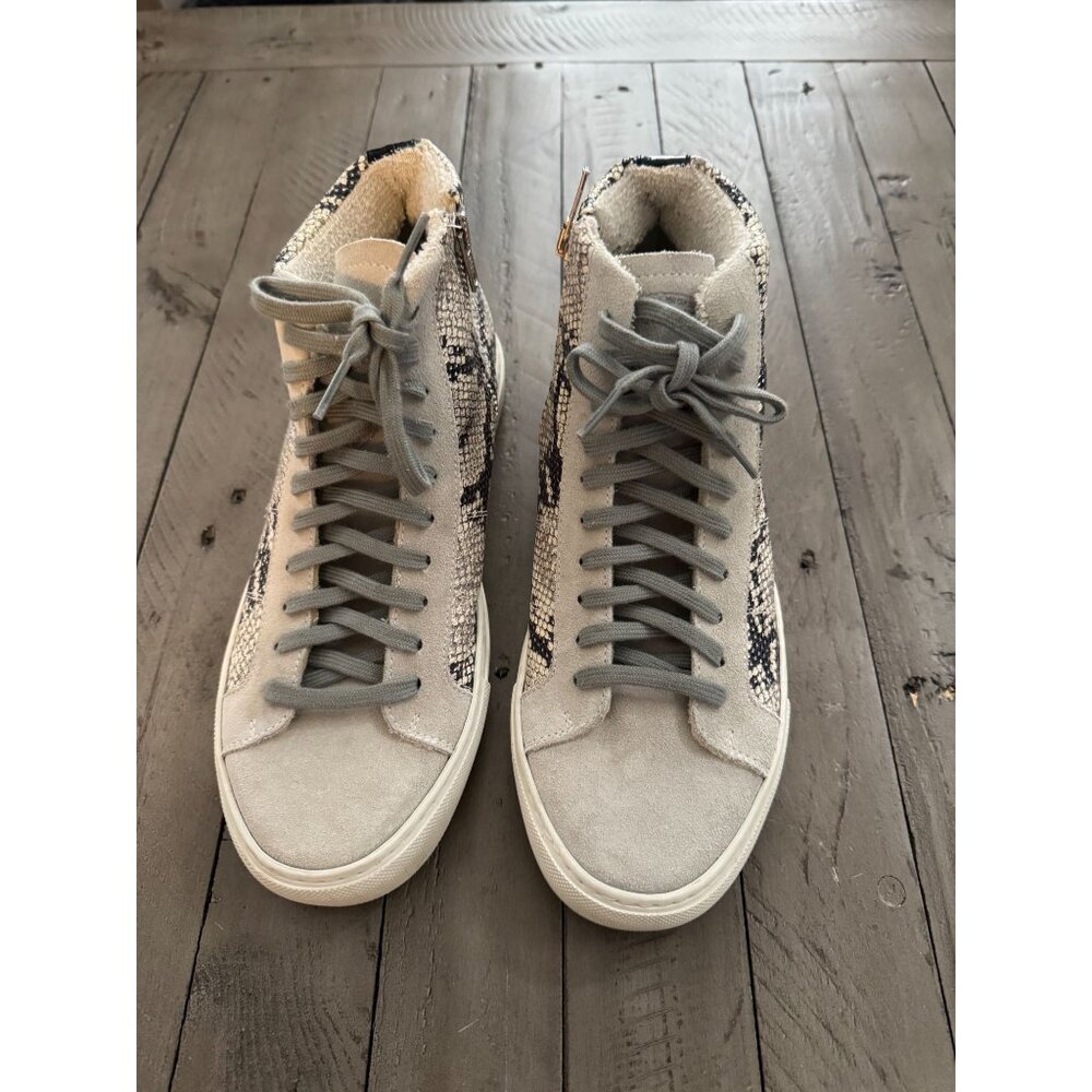 P448 Star High Top Sneakers Silver Python Snake L… - image 3